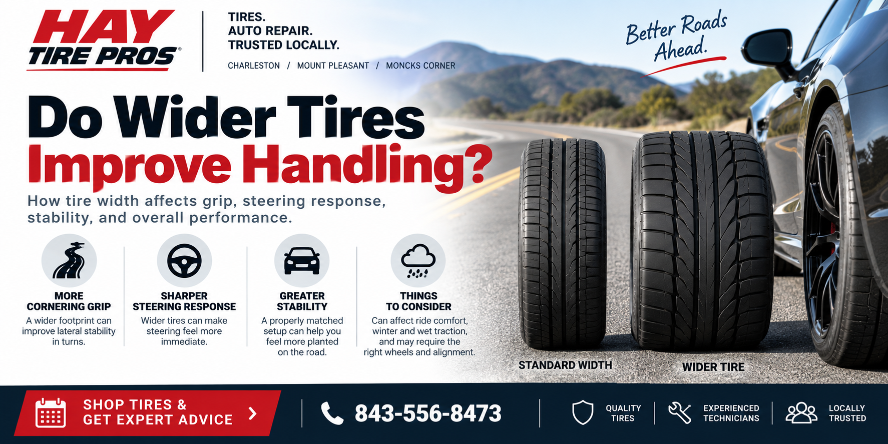 do wider tires improve handling